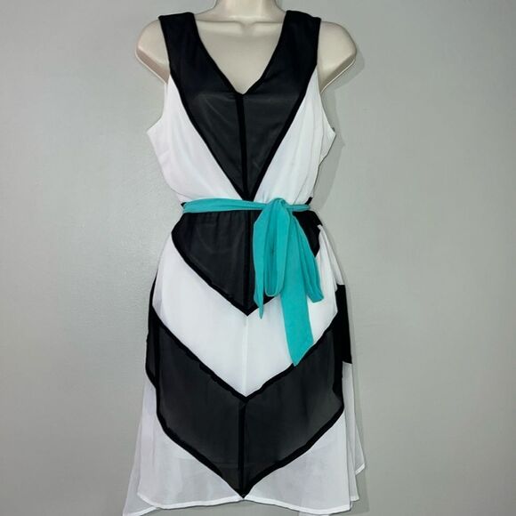 Charming Charlie sleeveless belted chevron print dress - Picture 1 of 9
